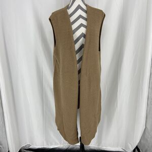 Woman Within Women's Size 1x 22/24 Open Front Cardigan Knit Sweater Long Brown